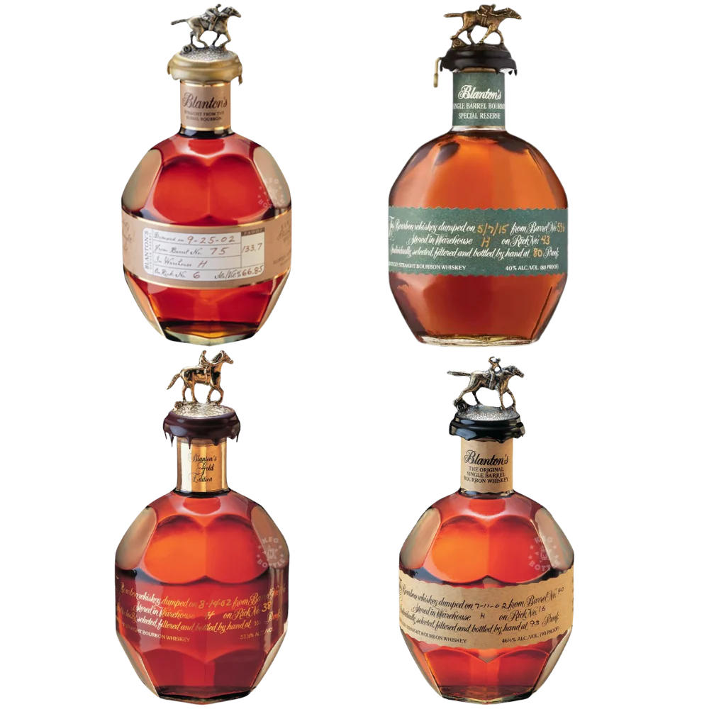 Blanton’s Gold, Original, Straight From The Barrel, & Green Label Bourbon Bundle