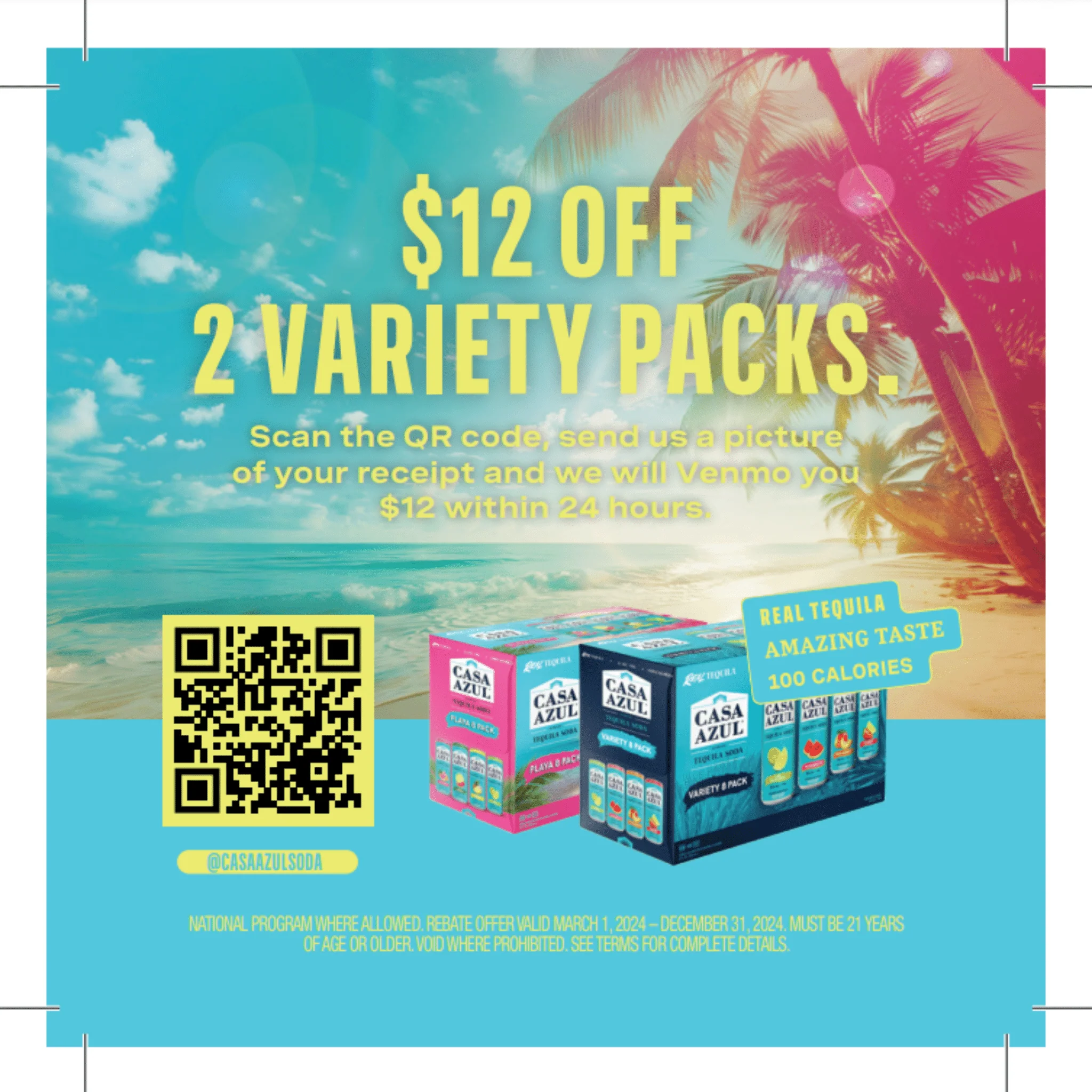 Casa Azul Organic Anejo & 2 Tequila Soda Variety Pack $12 Instant Venmo Rebate - Image 2