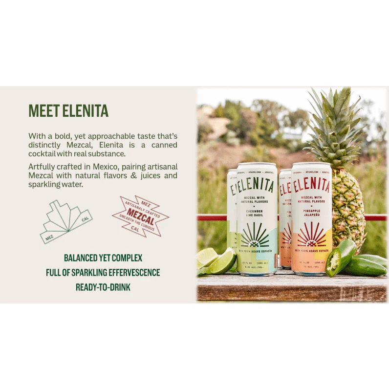 Elenita Pineapple Jalapeño Mezcal 4 pk (1.4 L) - Image 2