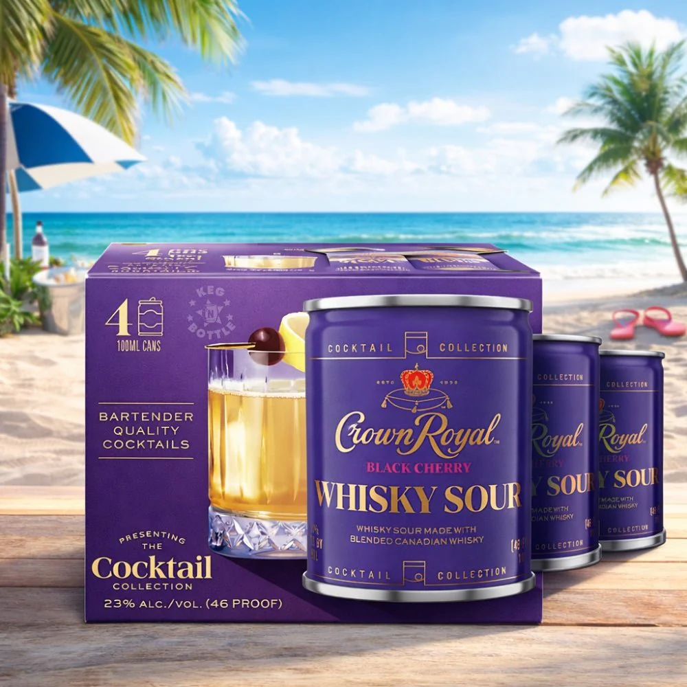 Crown Royal Black Cherry Whiskey Sour Cocktail (4 x 100ml) - Image 2