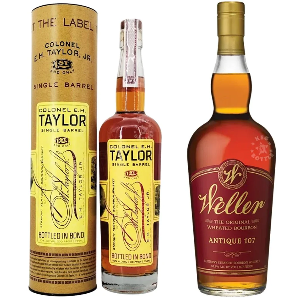 Colonel E.H. Taylor Single Barrel (100 Proof) & Weller Antique 107 Bourbon Combo (2 x 750ml)