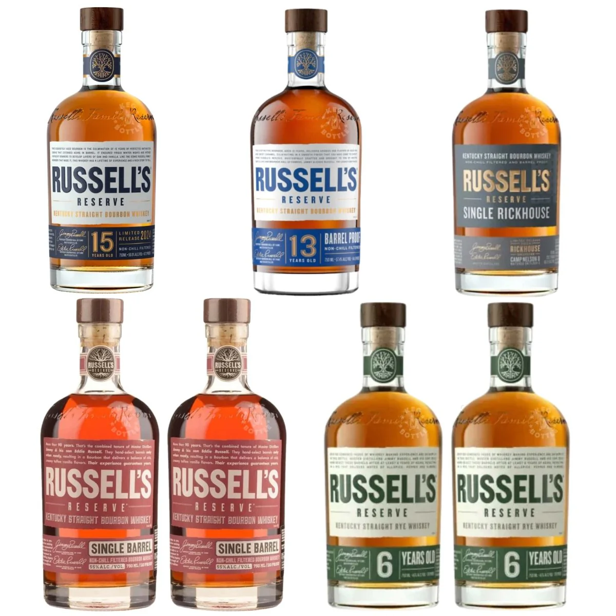 Ultimate Russell's Reserve 15 Year Bourbon Whiskey Combo Pack (7x750mL)