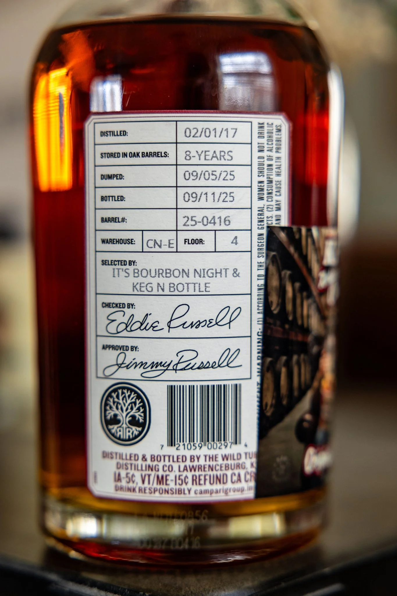 Russell's Reserve Private Barrel Selection (Barrel #25-0416 - Kentucky Fried Chads: Original Recipe) - It's Bourbon Night & Keg N Bottle Private Barrel Pick 750 ml - Image 3