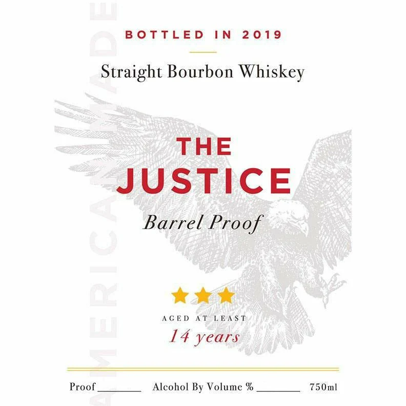 The Justice 14 Year Barrel Proof Straight Bourbon Whiskey 750 mL