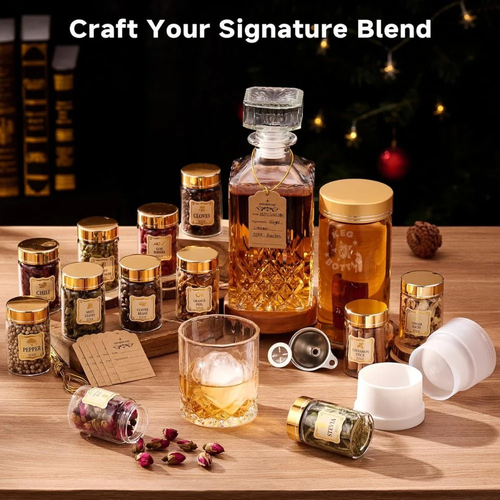 Whiskey Infusion Kit Gift Set with Decanter, Glass & Botanicals - Image 6
