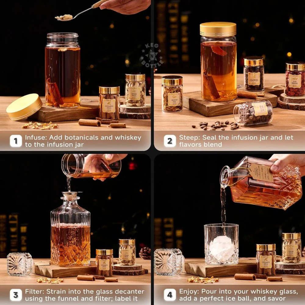 Whiskey Infusion Kit Gift Set with Decanter, Glass & Botanicals - Image 7
