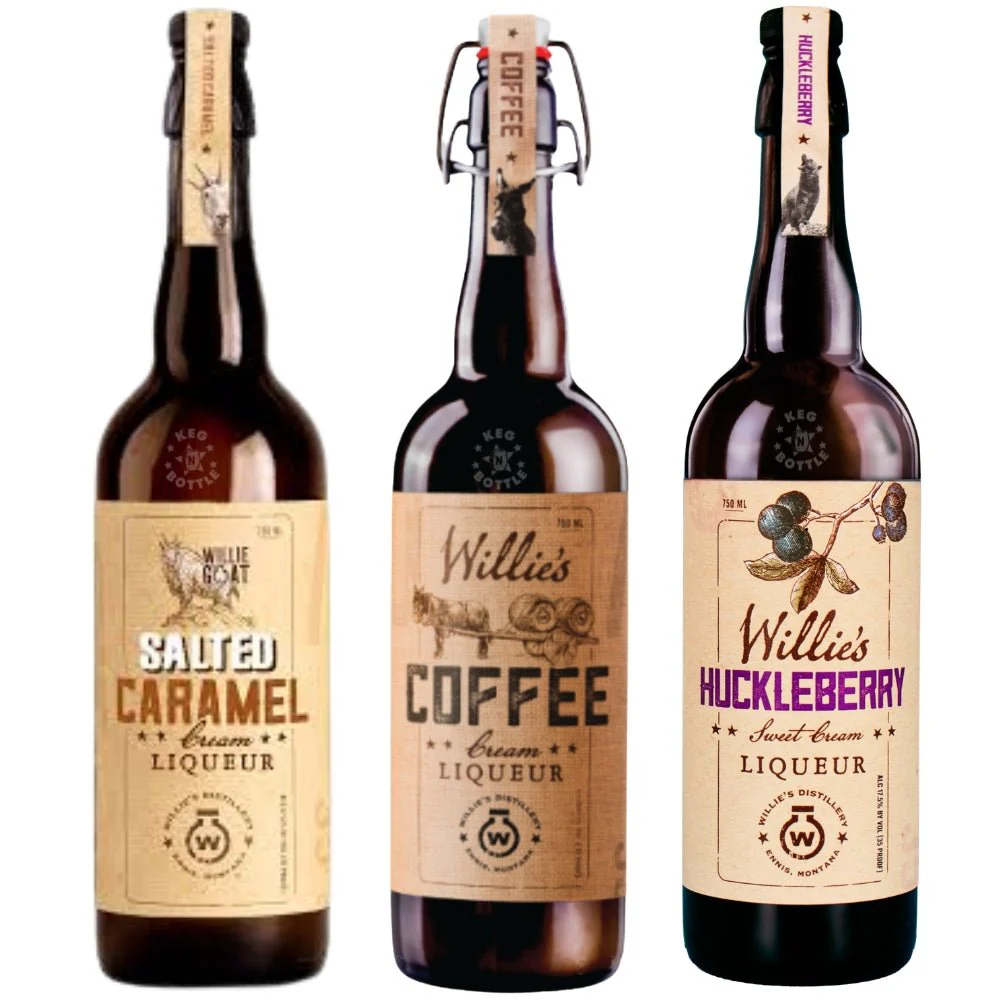 Willie’s Distillery Liqueur Mixed Pack - Huckleberry, Coffee & Salted Caramel Cream- (3x750mL)